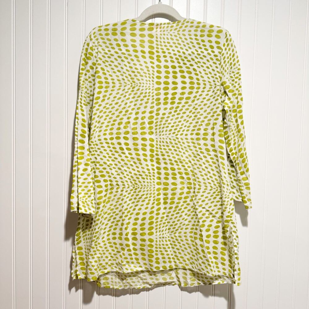 Sundance Embroidered Tunic Top Cotton Green Polka Dot Boho Flowy Size Medium - Picture 6 of 6